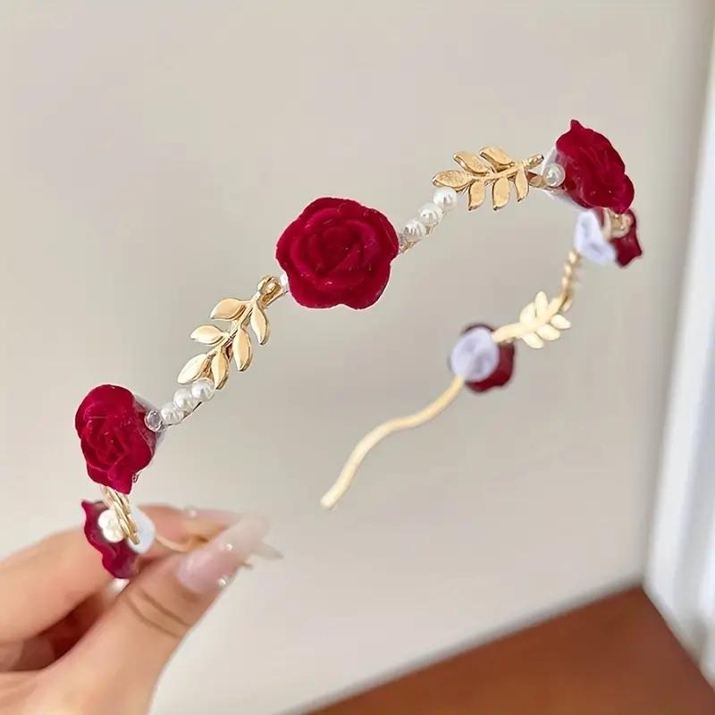 

Fashion Velvet Rose Pearl Women s Headbands Luxurious Elegant Sweet Headbands Versatile Daily Women s Headbands Hair Accessories