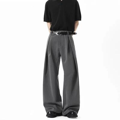 American Three-dimensional A-line Silhouette Pleated Trousers Men In Summer Loose Drapey Floor-length Trousers