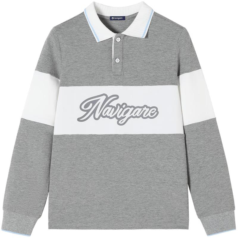 Navigare Boys Classic Color-Block Long-Sleeve Polo Shirt 165