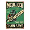 A Vintage Metal Sign Featuring a Mcculloch Chainsaw, Measuring 8X12 Inches, Perfect for Decorating Walls In Hotels, Motels