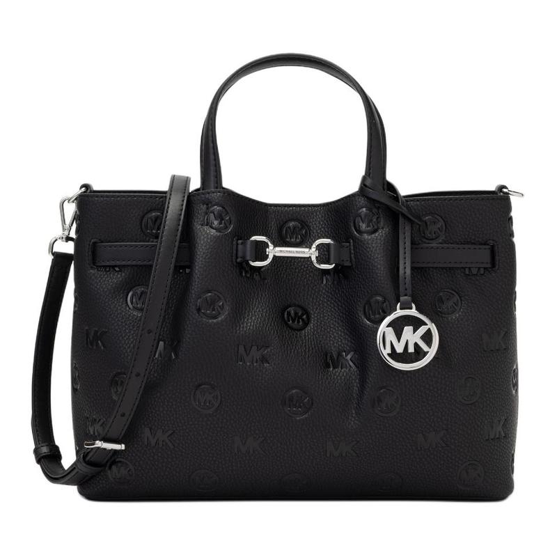 MICHAEL KORS Carson Metal Finish Adjustable Detachable Strap PU Shoulder Handbag Medium Women s Black чёрный