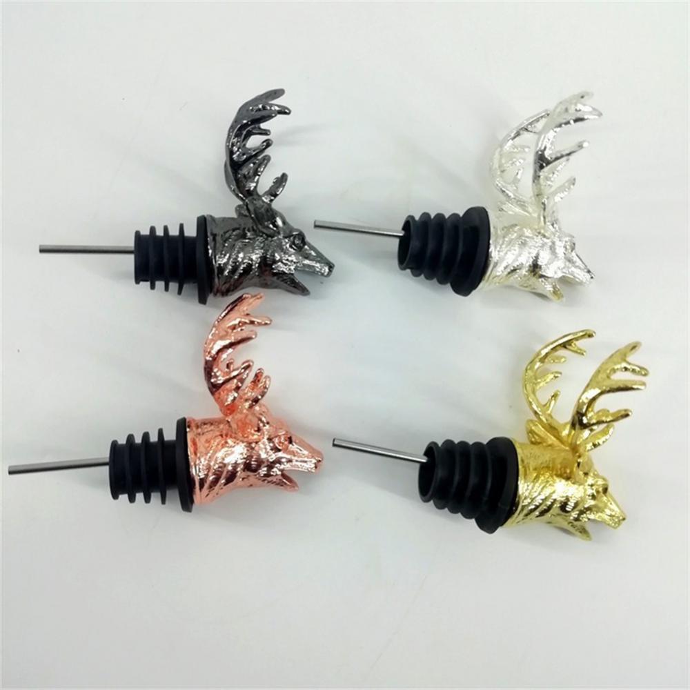 Wine Pourer Deer Elk Lion Wine Stopper Stainless Steel Bartender Tool Deer Head Wine Mouth Wedding Party Bottle Stoppers
