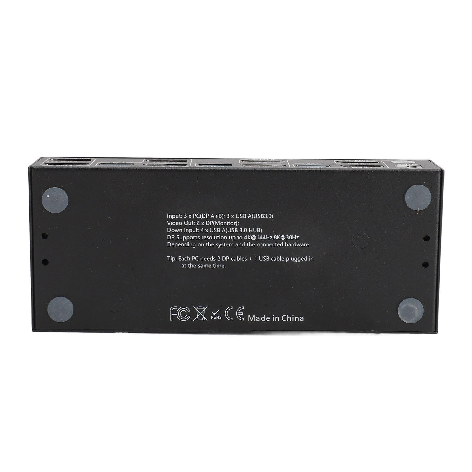 

Двойной DP USB3.0 KVM-переключатель 3 в 2 выхода Поддержка копирования и расширенного отображения 8K 30 Гц 4K 44 Гц KVM-переключатель EU Plug