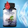 Elderberry Capsules, Containing Vitamin C, Vitamin D3 Extract, Immune Support, and Antioxidant Supplement.