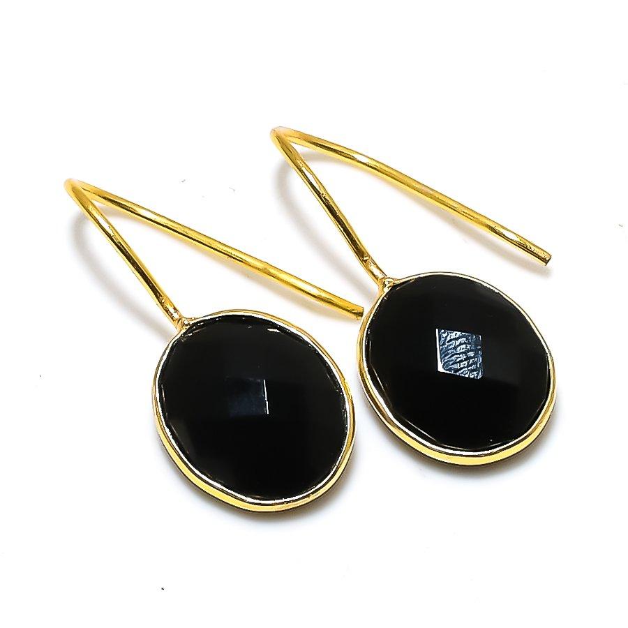 Black Spinel Gemstone 925 Solid Sterling Silver Jewelry Earring 0.99" GK-5793