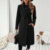 2026 Autumn and Winter New Temperament Extended Slim Jacket European and American Women's Lapel Double-breasted Woolen Coat