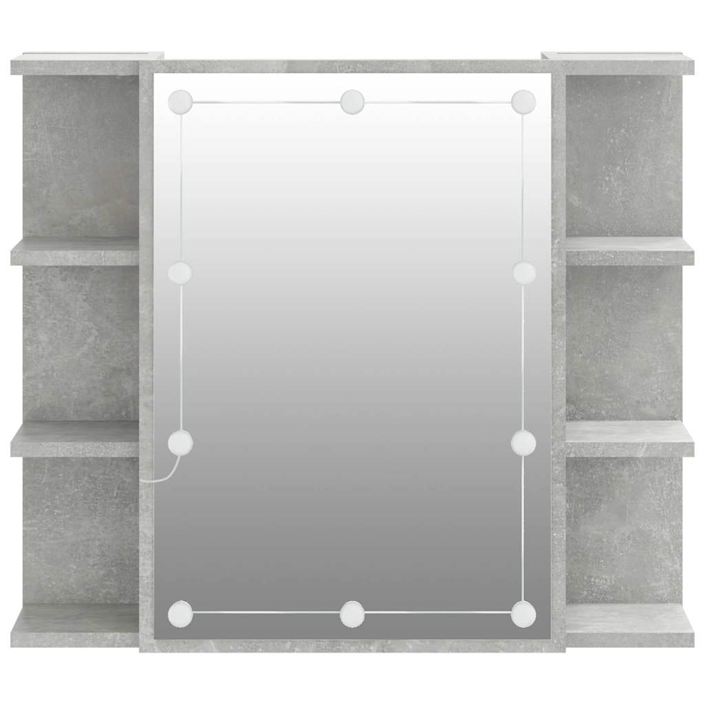 Vidaxl Szafka Z Lustrem I Oświetleniem Led, Szary Beton, 70X16,5X60 Cm