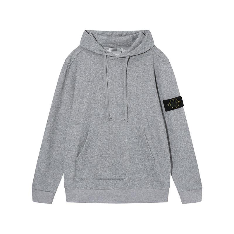 STONE Classic Solid Color Hooded Long-Sleeve Unisex Jacket with Badge – Trendy Island Style for Couples