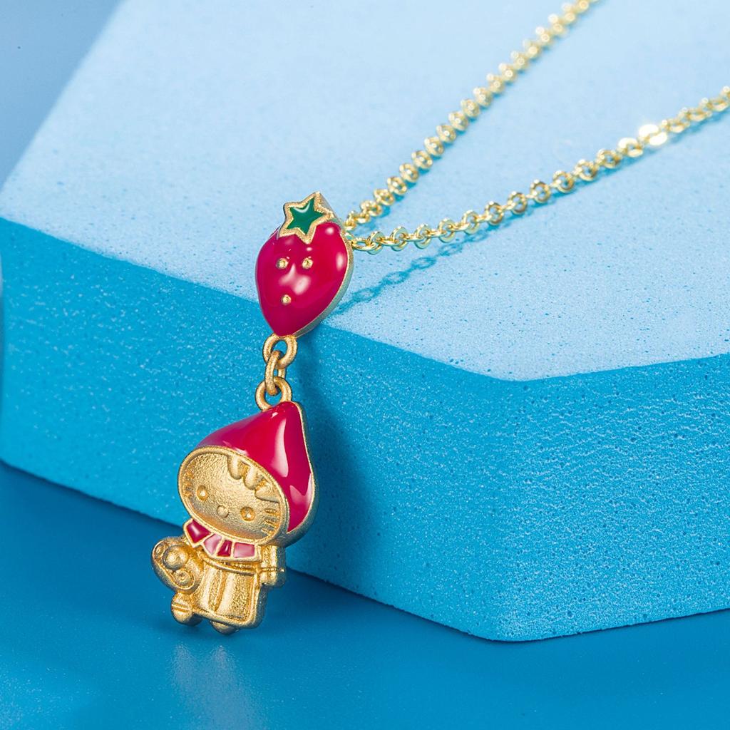 Laos Sand Gold Plating Gold Strawberry Little Red Hat Pendant
