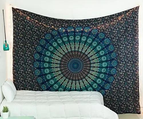 Hippie Mandala Wandteppiche Indien Böhmisch Psychedelisch Bettwäsche Dekor Wandteppich Ästhetisch Vintage Wandteppich Kunstteppich Tapiz