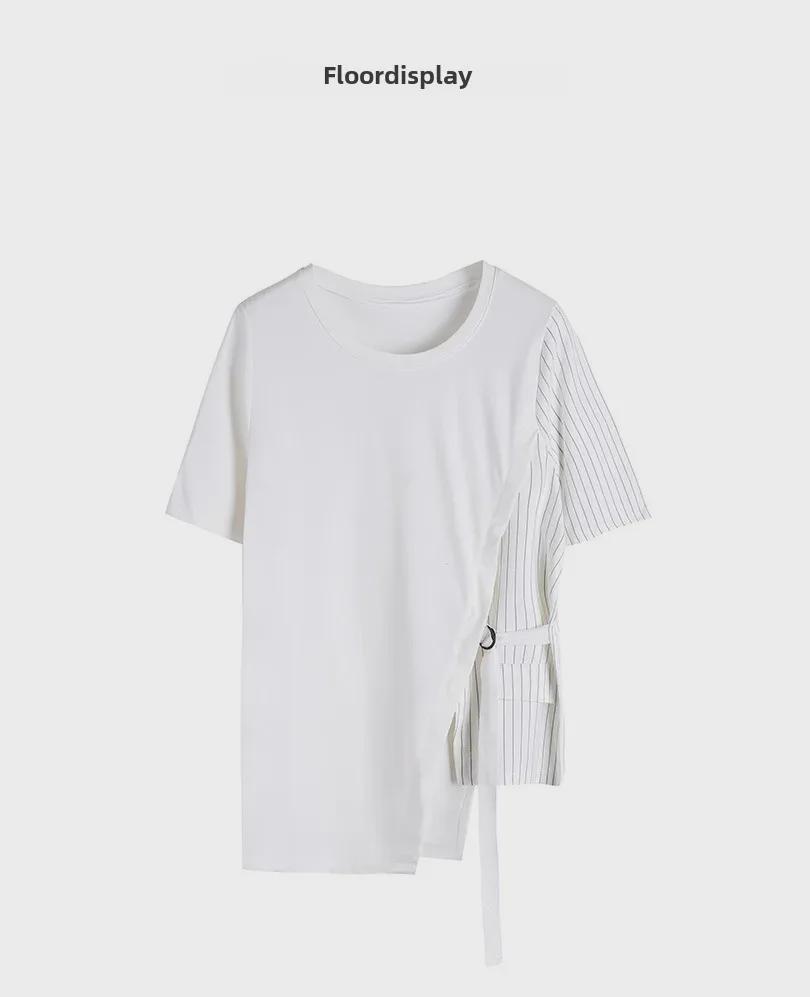 Women's European and American Summer Striped Short-Sleeve Cotton T-Shirts - Loose, Versatile, and Slim Fit.