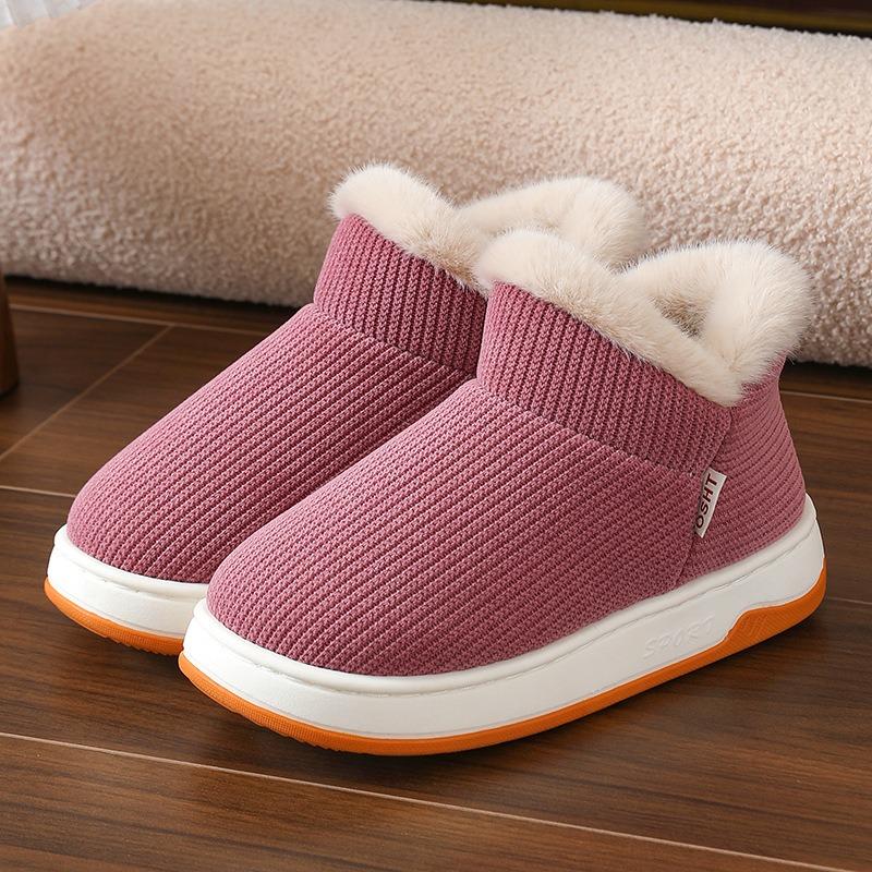 Unisex Winter Warm Closed Heel Thick Sole Non Slip Cotton Shoes For Indoor Outdoor Wear