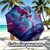 Custom Name Personalized Harley Quinn Print Umbrella, Auto Open Close, 8‑Rib Sturdy Frame, Commute Camping Hiking Use, Birthday Gift