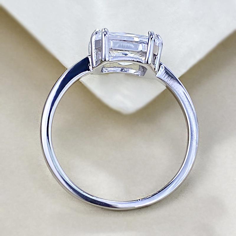 S925 Sterling Silver Square-Cut Zircon Ring for Women (6x8mm)