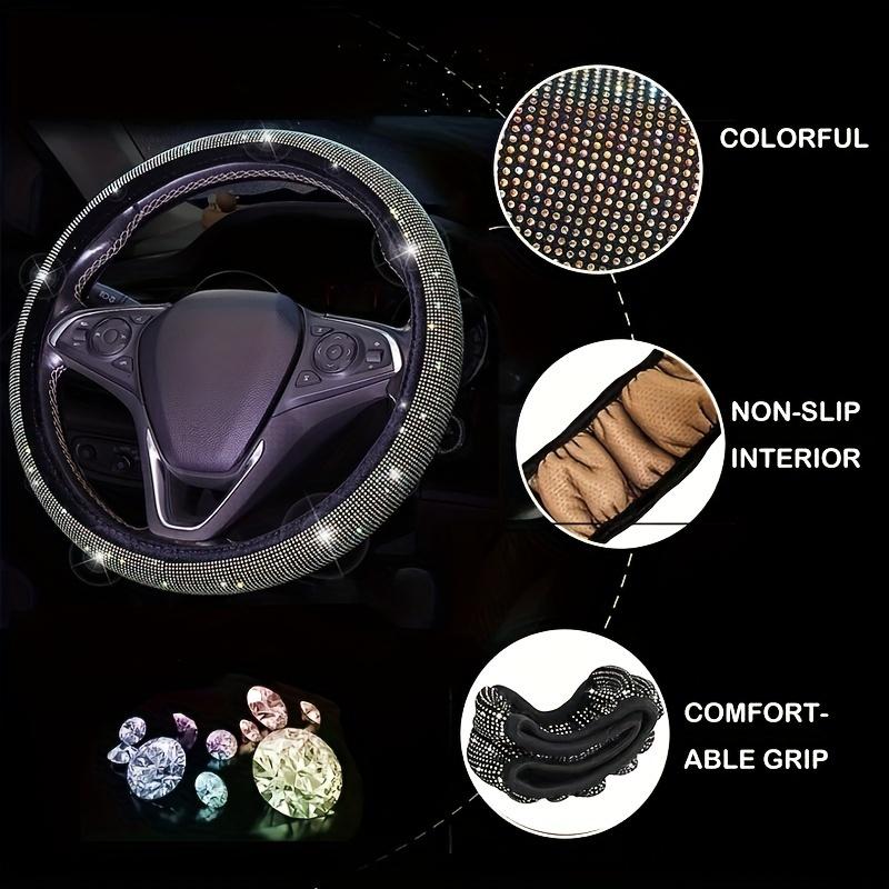 Set da 8 pezzi: Coprivolante per auto con diamanti, Copri cintura di sicurezza con strass scintillanti, Sottobicchiere per auto.