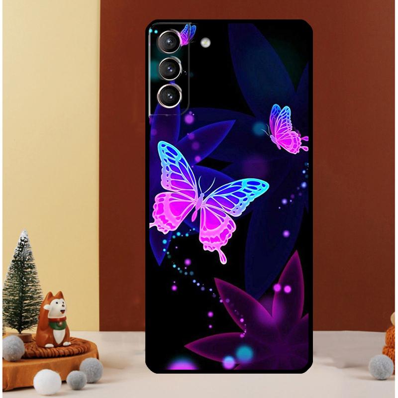Black Beautiful Butterfly Case For Samsung Galaxy S24 S26 Ultra S21 S22 S20 S23 S25 Ultra S10 Plus S25 FE Cover Funda