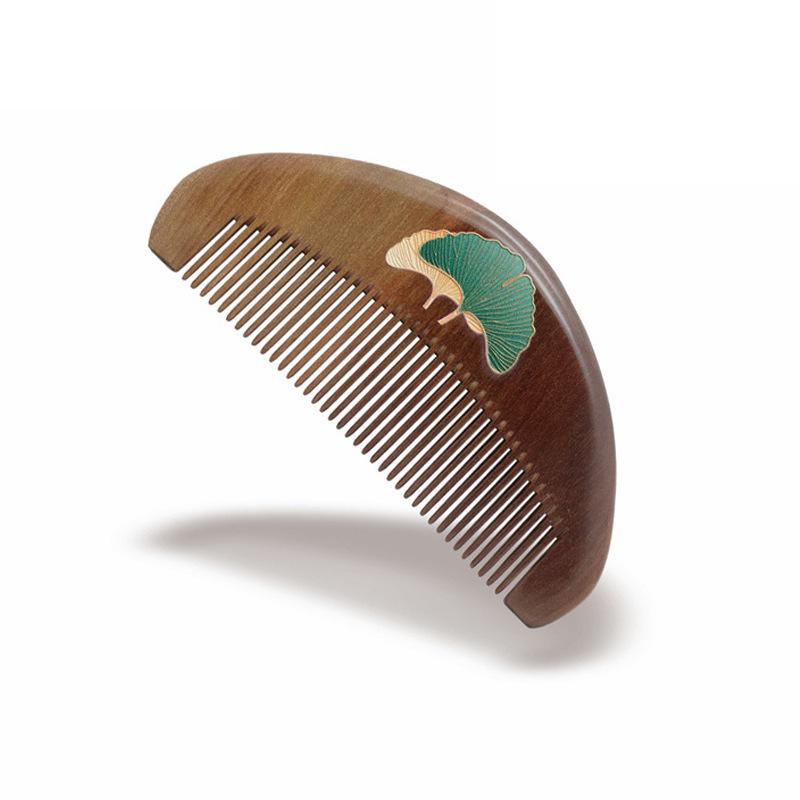 Mandarin Duck Solid Wood Nanmu Comb - Lacquer Art for Hair Care & Scalp Massage, Free Engraving.