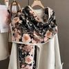 Women S Floral Pattern Faux Cashmere Scarf Winter Warm Fashionable Shawl