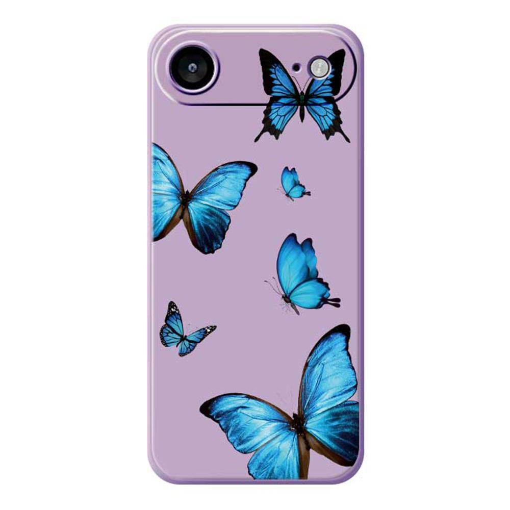 For iPhone 17 Air Case Blue Butterflies Pattern Printing Straight Edge TPU Phone Back Cover