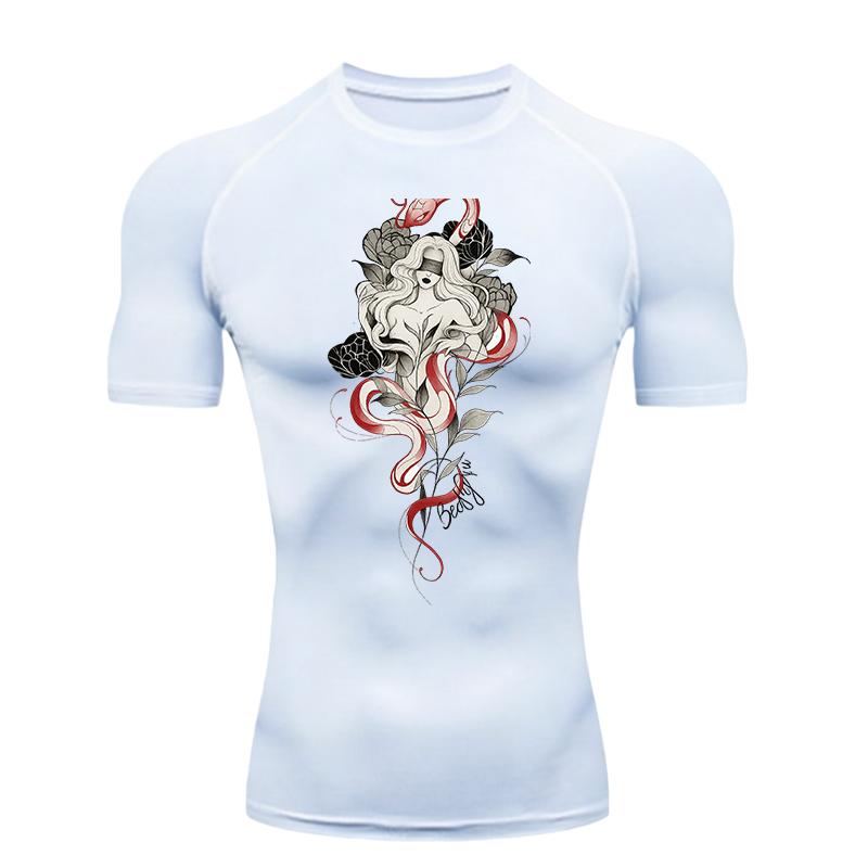 Fairy Pattern Men Sports T-shirt Training Fitness Workout T-Shirt Athletic Tees Gym T-shirts Short Sleeve Men's Fitness T-Shirt