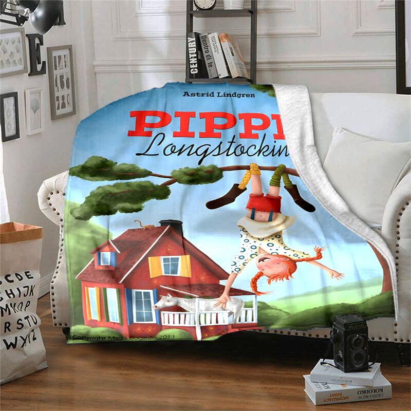 Pippi Longstocking Flannel Blanket Soft Warm All-Season Throw, Design for Camping, Car Travel, Hiking Sofa, Bed, Office Perfect Gift for Parties