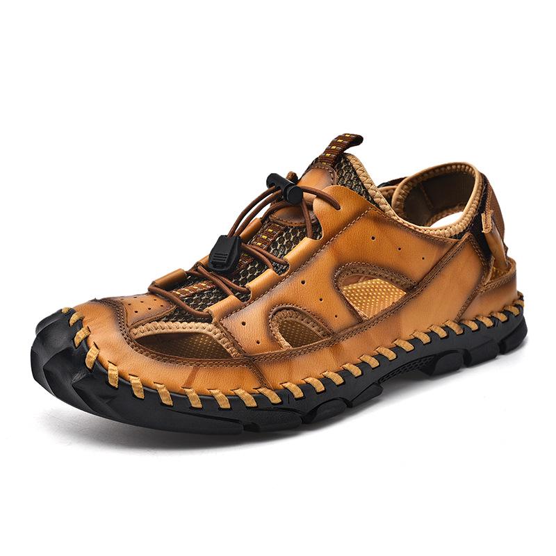 2023 Large Closed Toe Hand-stitched Men s Casual Beach Sandals 38