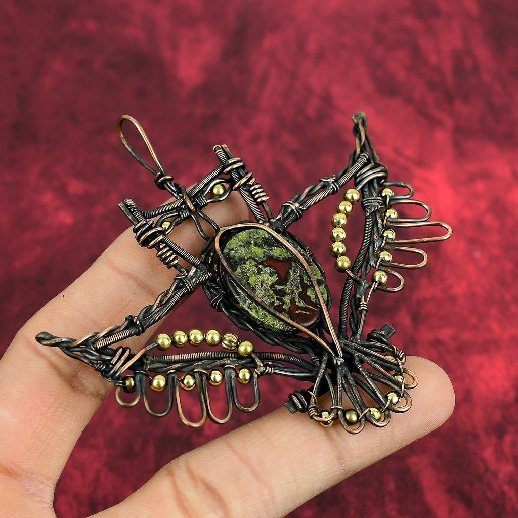 Dragon Bloodstone Pendant Copper Wire Wrapped Pendant Owl Pendant Handmade Copper Jewelry Gemstone Pendant Wire Wrapped Jewelry Gift For Her