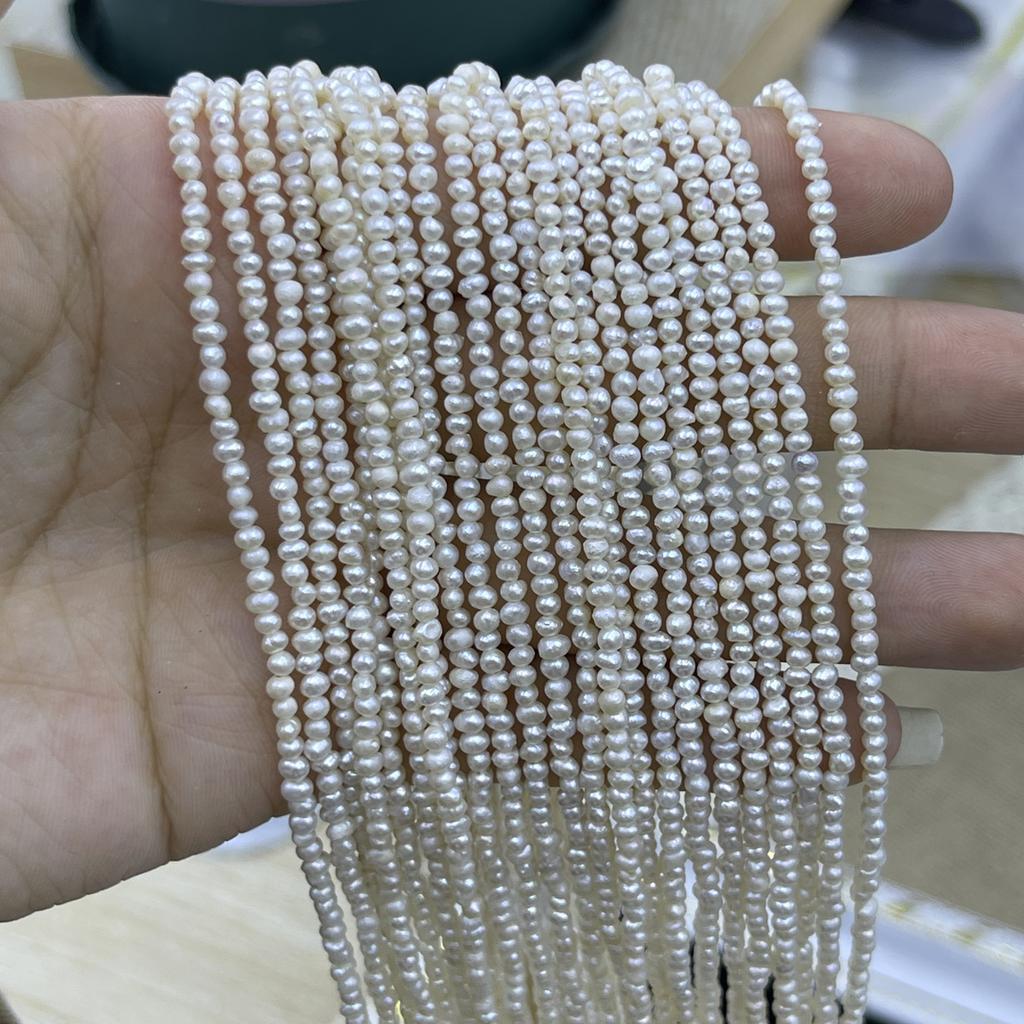 1String, White Natural Freshwater Pearls, Handmade Steamed Bun Pearl Beads for Jewelry Making DIY Crafts (Beads 2-2.5mm, Length 36cm)