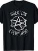 Atheist Anti-Religiös Atom Symbol Schwarz Unisex T-Shirt Schwarz Einfarbig Schwarz Unisex T-Shirt Herren Bequem Perfekt für Zuhause Draußen Verschenken Arbeit (Geburtst