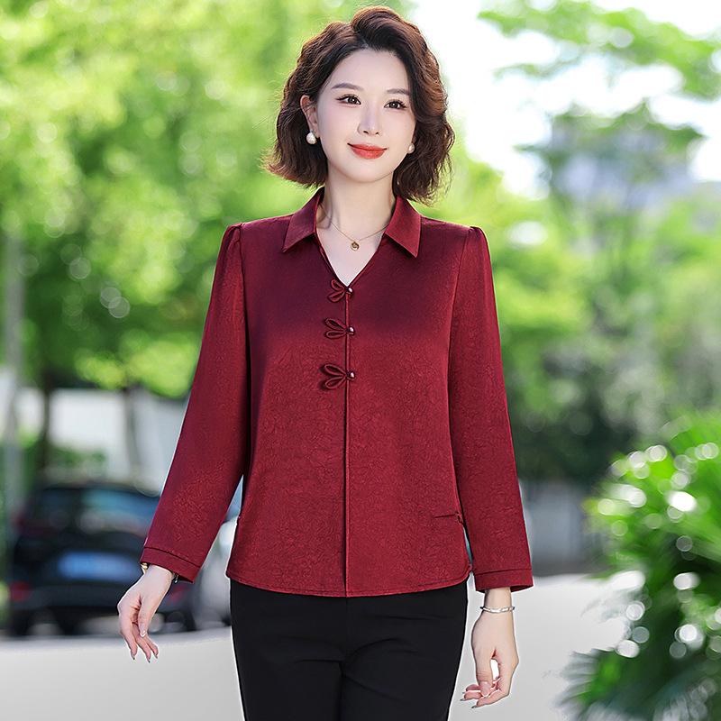Stylish Women s Spring/Summer 2026 Loose-Fit Shirt with Three-Quarter Sleeves 4XL красный