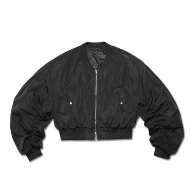 Rockpsycho Crop Shirred Bomber Jumper - Black