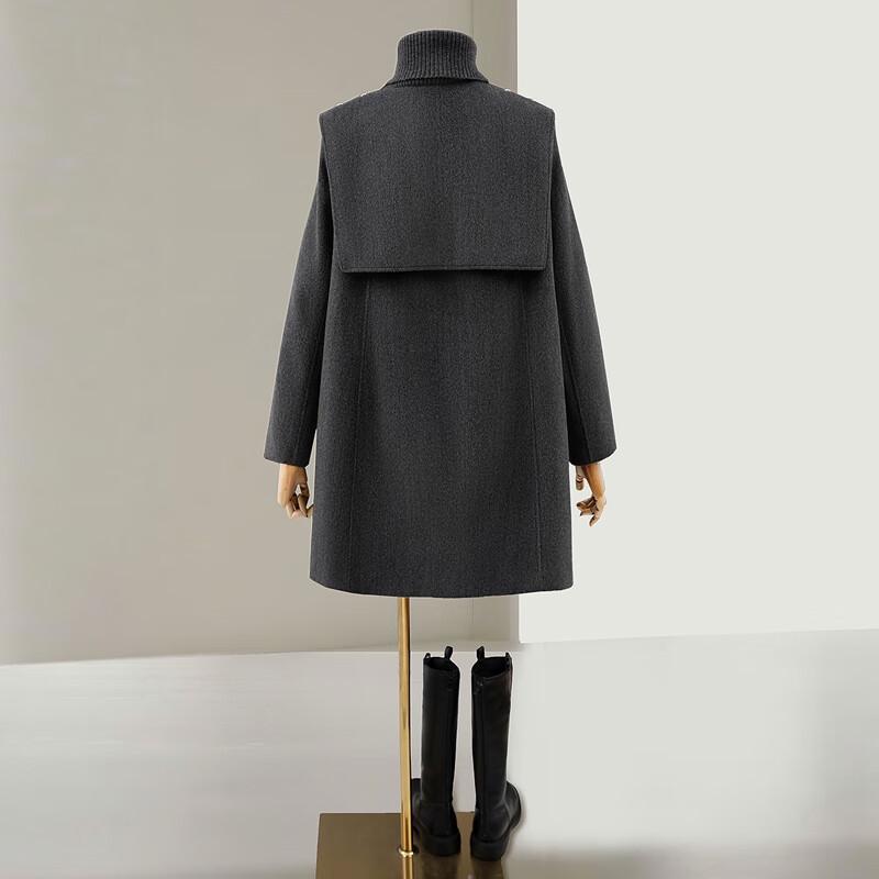 Women's Detachable Shawl Mid-length Woolen Coat