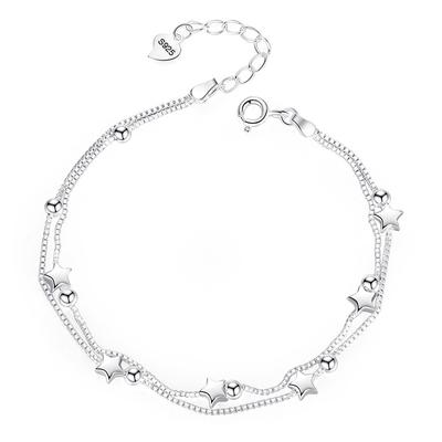 Star 925 Sterling Silver Bracelet Female Niche Design Student Korean Version Simple Personality Forest Style Valentine's Day Birthday Gift