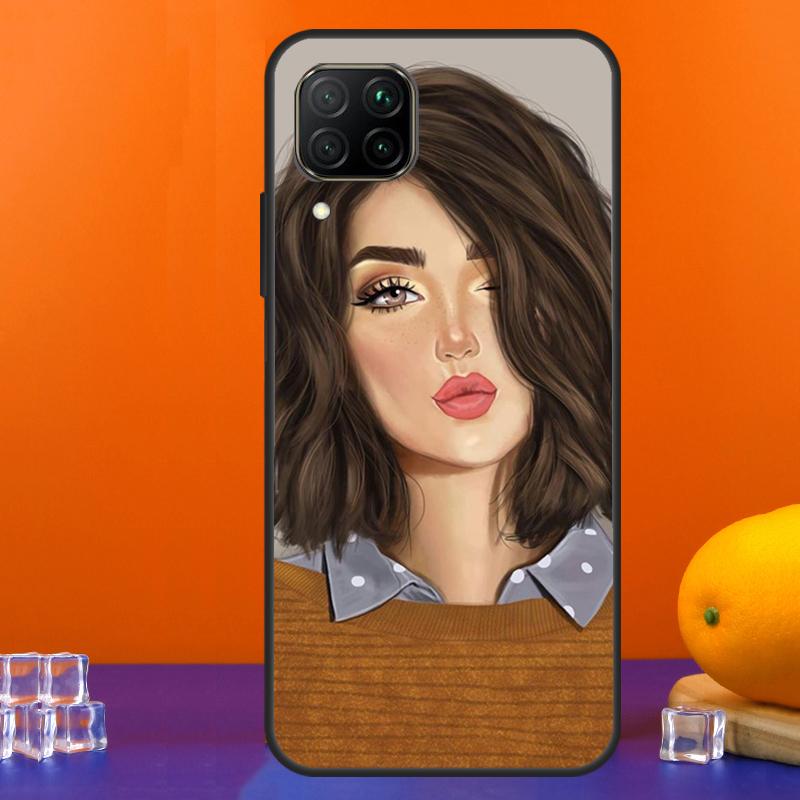 Brunette Blonde Girl Cute For Huawei Nova 12s 12i 11i 8i 9 10 SE Y91 Y90 Y60 Y70 Y72 Y61 P20 P40 Lite P30 P60 Pro Case