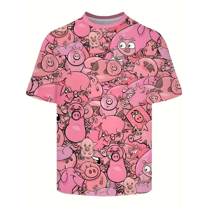 Funny Cartoon Pig 3d Print  Men's T-Shirt Casual Short Sleeve Fashion Streetwear Personality Loose Crew Neck T-Shirts