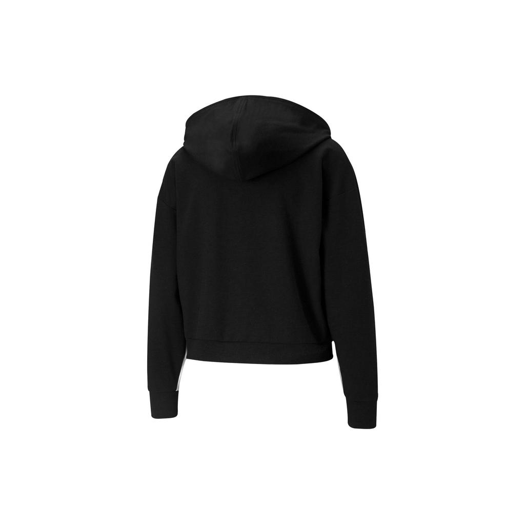 Puma Logo Print Color Block Drawstring Hooded Pullover Long Sleeve Sweatshirt Women Sweatshirt Black 588721-01