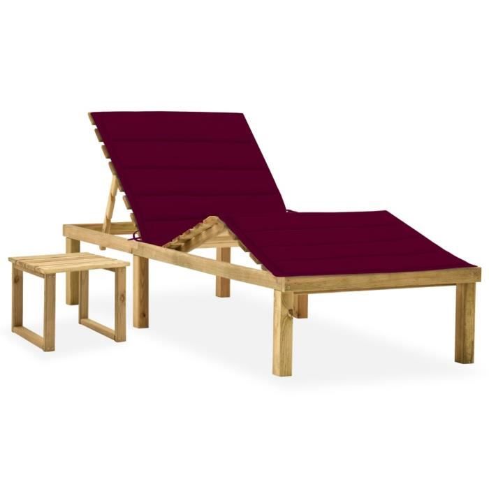 VidaXL Garden Lounge Chair with Table and Cushion Impregnated Pine