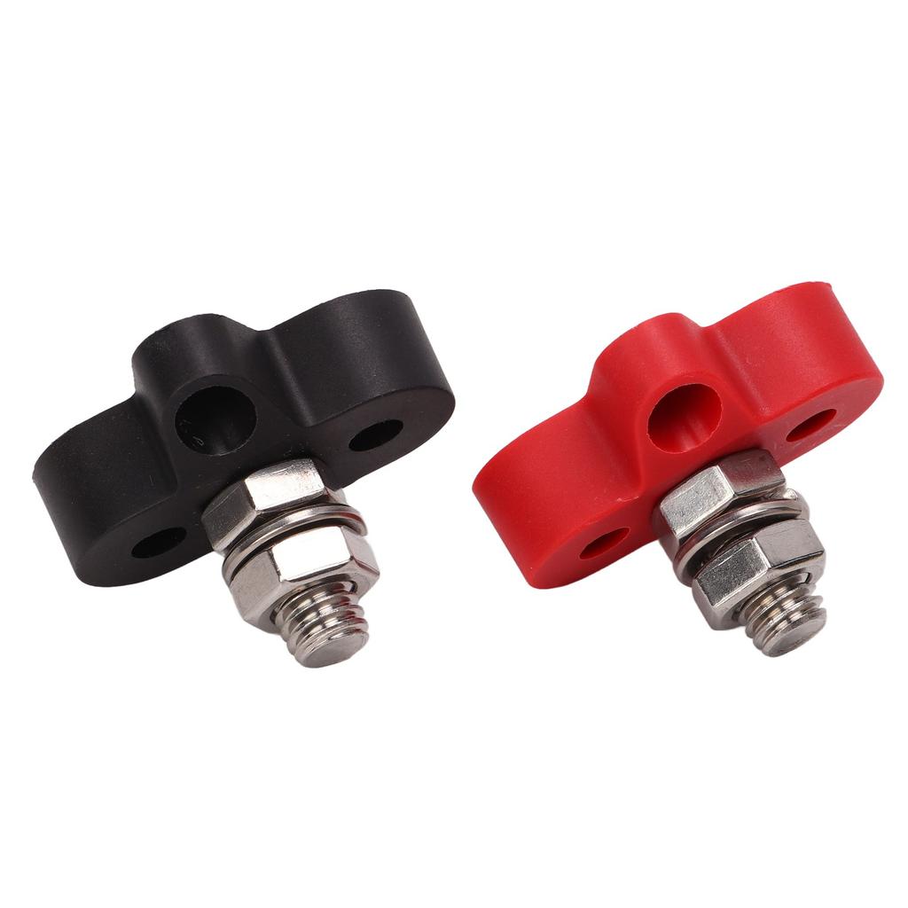 Alimentazione a Batteria 48V Terminale Rosso e Nero in Acciaio Inossidabile Blocco Terminale a Barra Collettrice a Singolo Stud per Camper Camion Barca 3/8 poll.