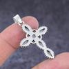 Rainbow Moonstone Gemstone Handmade 925 Sterling Silver Cross Pendant 1.81" f1E55