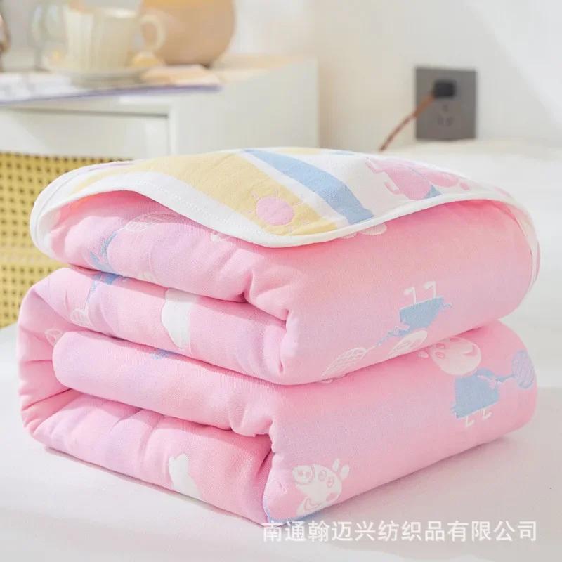

Six Layer Gauze Toenail Blanket Pure Cotton Single And Double Cute Air Conditioning Blanket Summer Children Baby Nap Blanket 90x100cm 1pcs