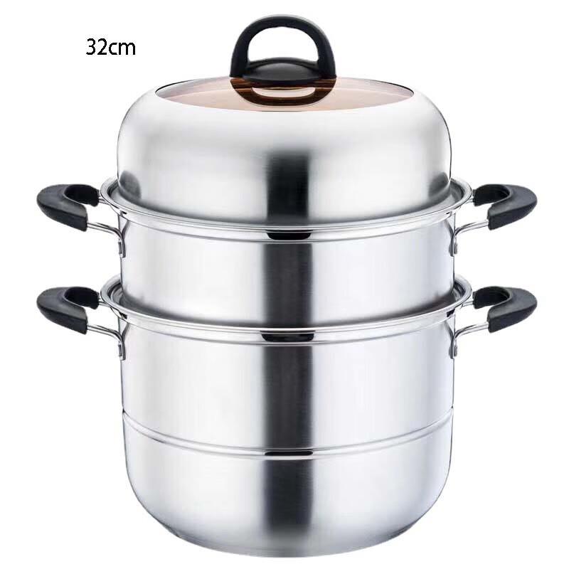 Triceratops 32cm 3-Layer Stainless Steel Steamer & Soup Pot