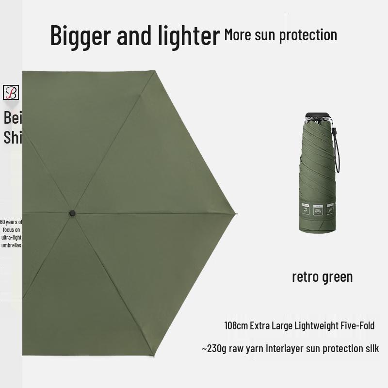 Beishi Ultra-Light Compact Five-Fold UV Protection Umbrella