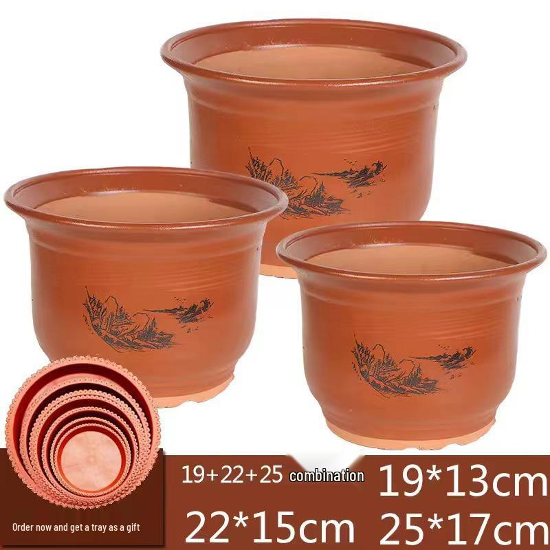 Extra-Large Purple Clay Ceramic Bonsai and Orchid Flower Pot