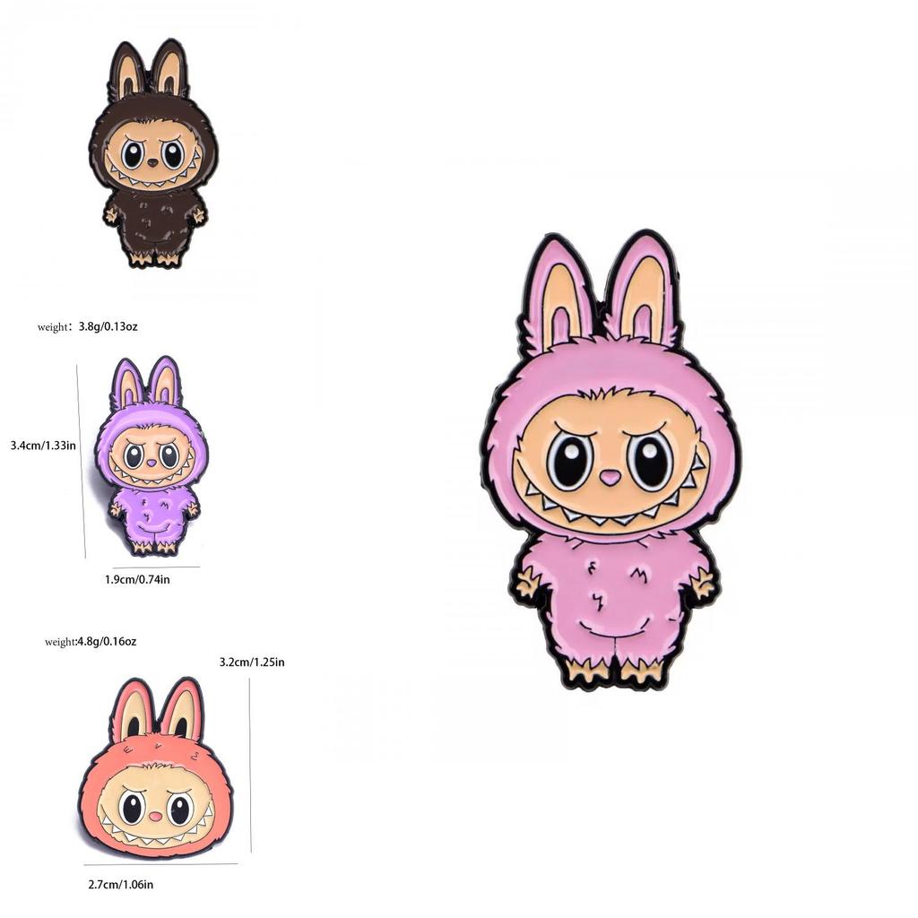 Labubu Cartoon Brooch Alloy Pin For Clothing And Bags Perfect Gift For Anime Fans