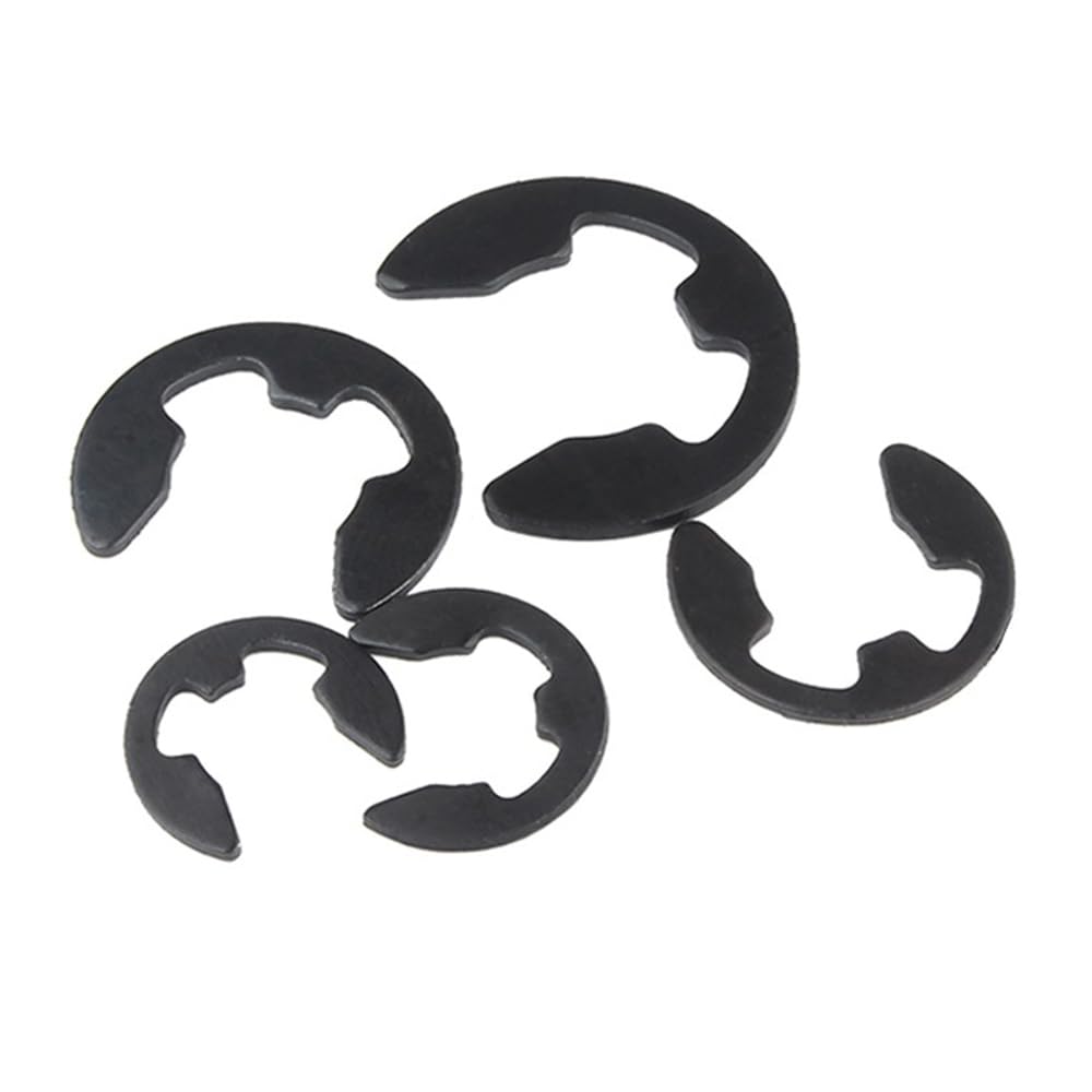 120 Pcs E-Shape Snap Rings M1.5-M10 Manganese Steel Snap Rings 10 Sizes E-Clip Retaining