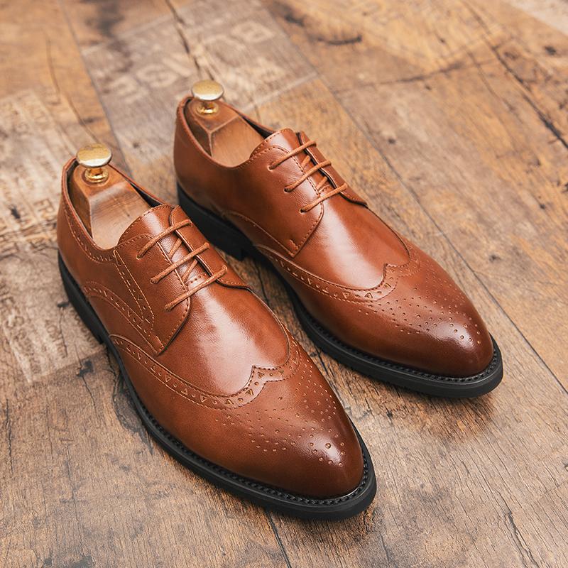 New Man Shoes Dress Shoes Classic Italian Design Formal Shoes Men Leather Brogue Shoes Fashion Bureau Casual Shoes Male Footwear