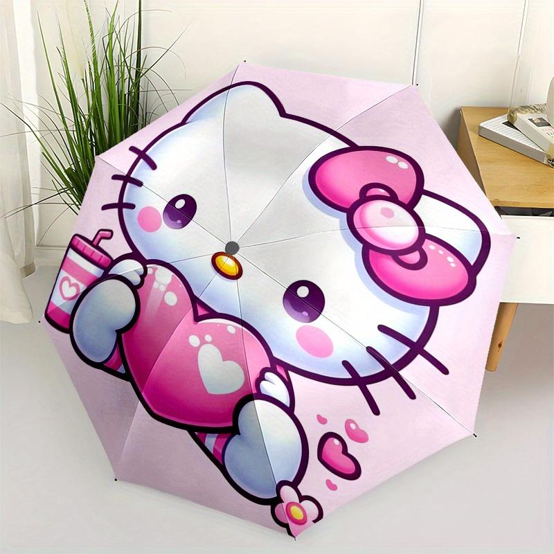 

Hello Kitty,Pink Heart Automatic Folding Umbrella-Simple 8-Rib Design, Bright Cartoon Pattern, Durable Iron Frame, Suitable For Travel, Outd
