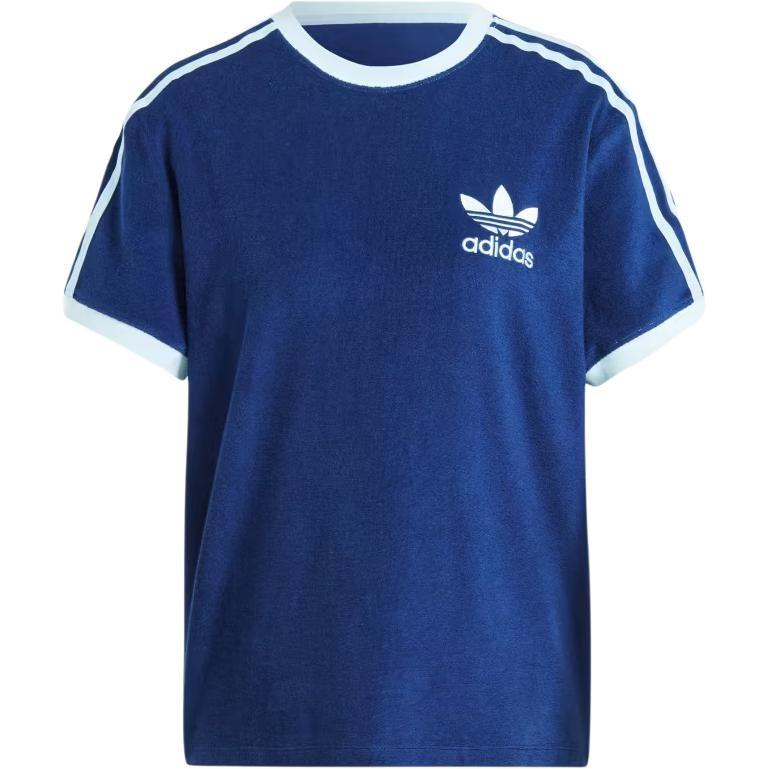 (WMNS) adidas Originals Terry 3-Stripes T-shirt Asia Sizing Dark Blue Women s IR7465 S