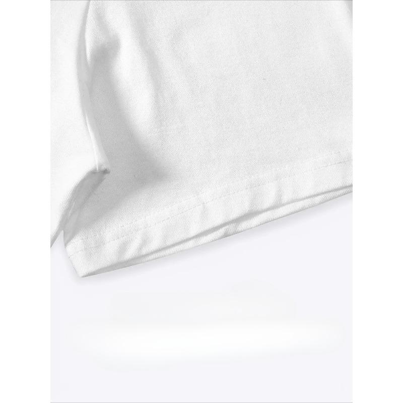 Tamanhos Europeus Camiseta Masculina Estampada Fashion | Novo Estilo 2025 Branca Casual Gola Redonda Manga Curta Adequada para Páscoa, Halloween