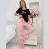 Women's Homewear Milk Silk Full Printed Letter Short Sleeve Long Pants Women's Pajamas Suit